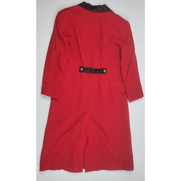 Vintage Pioneer Wear Womens‎ Large Red Duster Overcoat Western Wool Blend 22512 - Picture 4 of 13